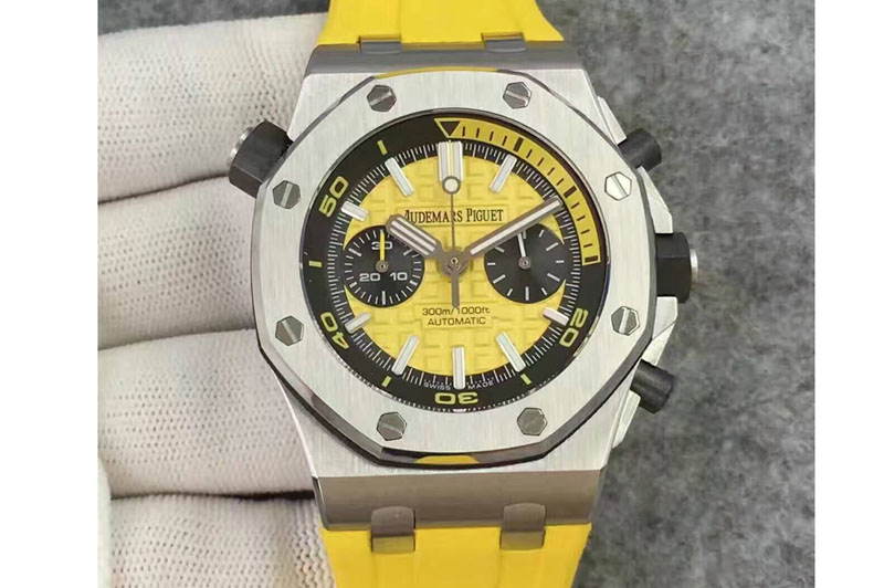 Audemars Piguet Royal Oak Offshore Diver Chronograph JH Yellow Dial on Yellow Rubber Strap A3124
