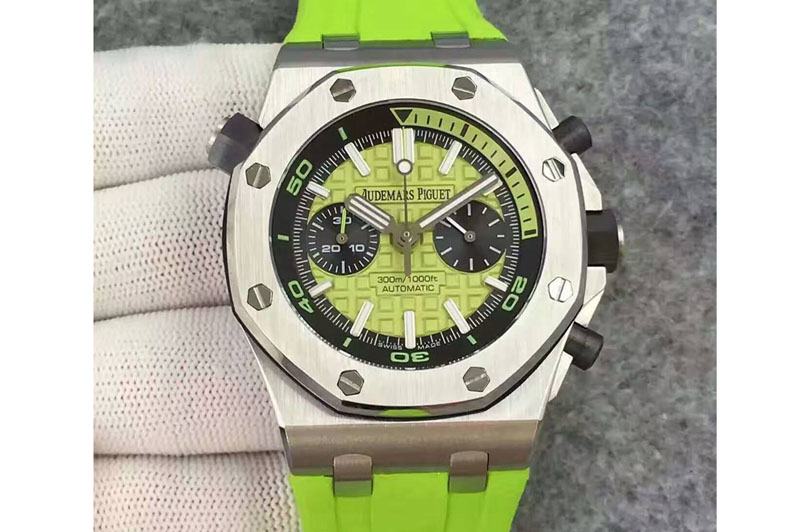 Audemars Piguet Royal Oak Offshore Diver Chronograph JH Green Dial on Green Rubber Strap A3124