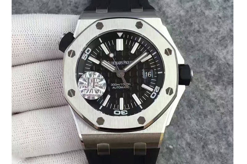 Audemars Piguet Royal Oak Offshore Diver 15710 JF 1:1 Best Edition Black Dial on Black Rubber Strap A3120