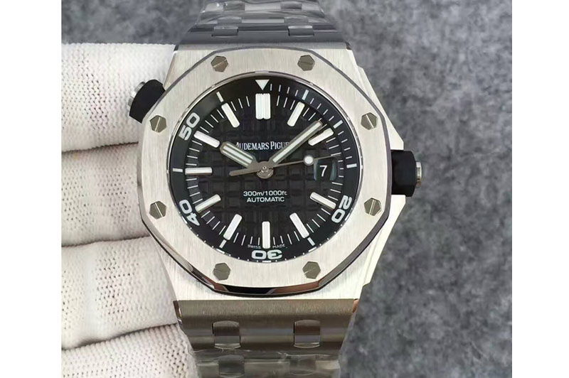 Audemars Piguet Royal Oak Offshore Diver 15710 JF 1:1 Best Edition Black Dial on SS Bracelet A3120
