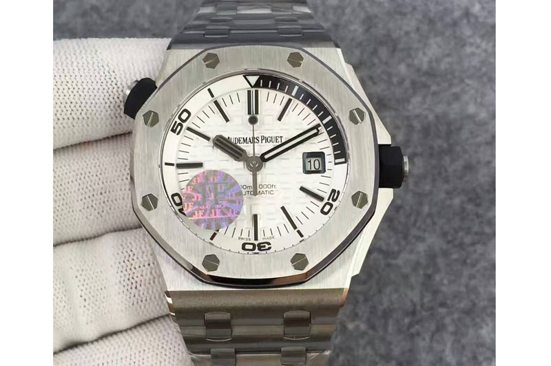 Audemars Piguet Royal Oak Offshore Diver 15710 JF 1:1 Best Edition White Dial on SS Bracelet A3120 V2
