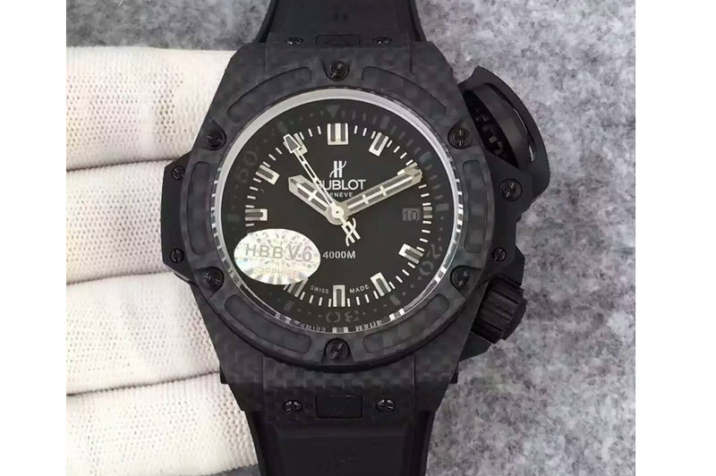 Hublot King Power 48mm OceanGraphic 4000 Carbon V6 1:1 Best Edition Black Dial Gray Markers A7750