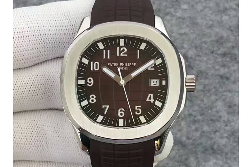 Patek Philippe Aquanaut Jumbo SS Brown Textured Dial on Black Rubber Strap A324