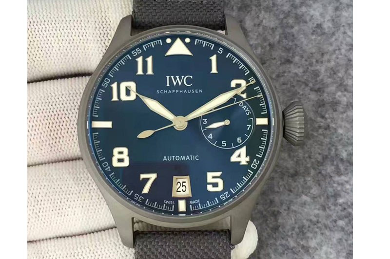 IWC Big Pilot Real PR Custom Made Sandblasted SS Case Blue Dial on Gray Nylon Strap A51111
