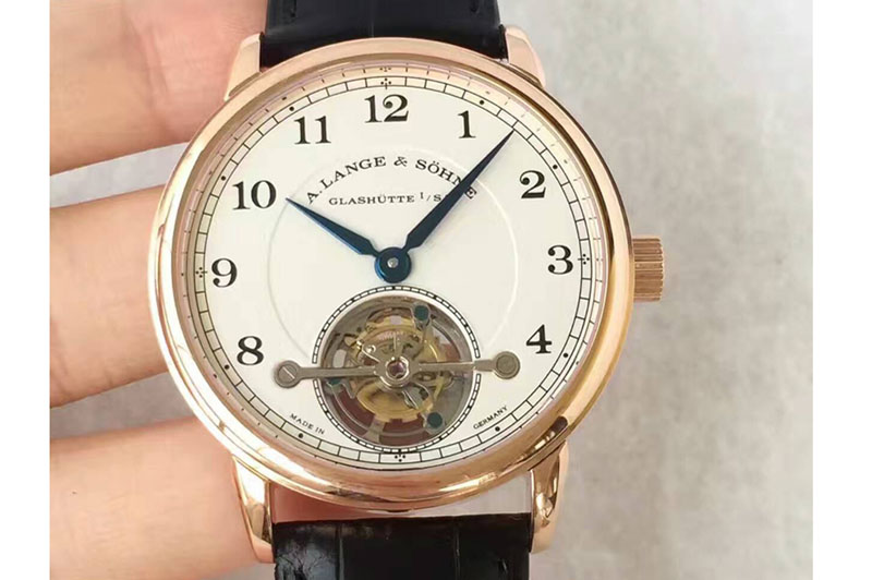 A.Lange & Sohne 1815 Tourbillon Handwerkskunst RG White Dial on Black Leather Strap