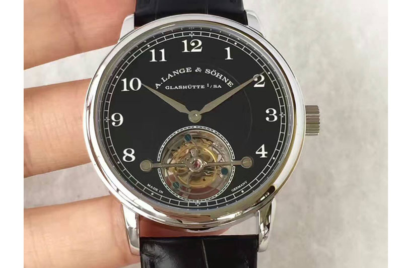 A.Lange & Sohne 1815 Tourbillon Handwerkskunst SS Black Dial on Black Leather Strap