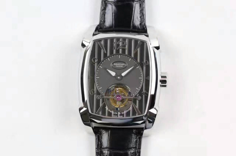 Parmigiani Fleurier Kalpa Grande Tourbillon SS Gray Dial on Black Leather Strap