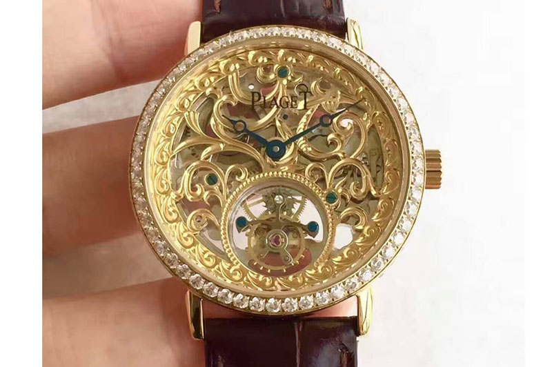 Piaget Skeleton Tourbillon YG/LE Diamond Bezel Watches