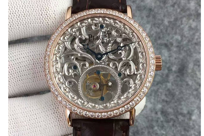 Piaget Skeleton Tourbillon RG/LE Diamond Bezel Watches