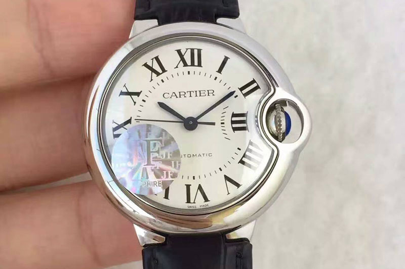 Cartier Ballon Bleu JF Best Edition 36mm SS White Textured Dial with Black Leather