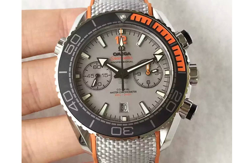 Omega Planet Ocean Master Chronometer Chrono SS Gray Dial on Grey Nylon Strap A9900