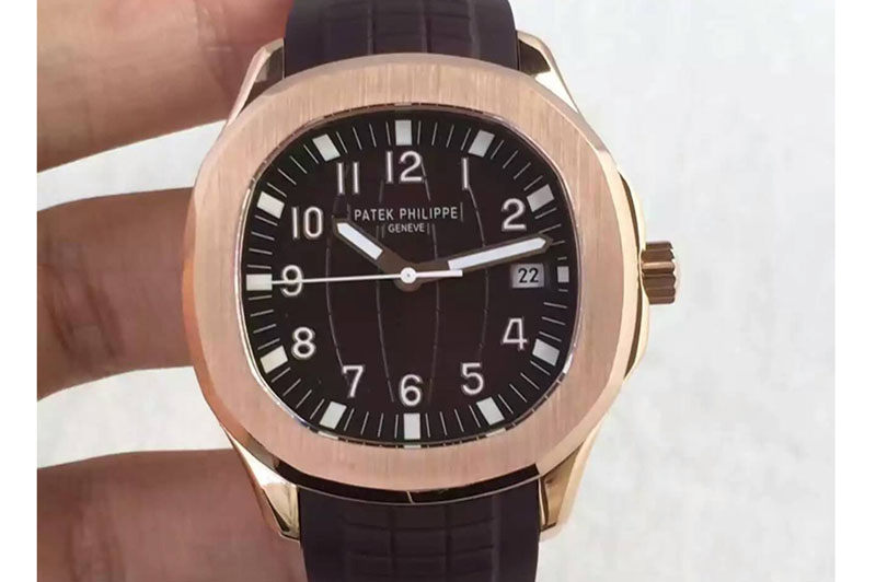 Patek Philippe Aquanaut Jumbo RG Brown Textured Dial on Brown Rubber Strap A324
