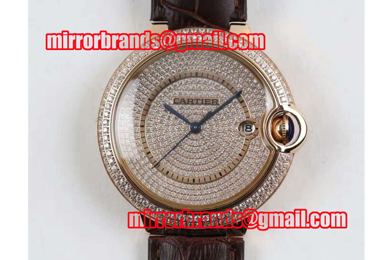 Ballon Bleu de Cartier Full Paved Diamonds Dial RG/LE M9015 Auto Watches