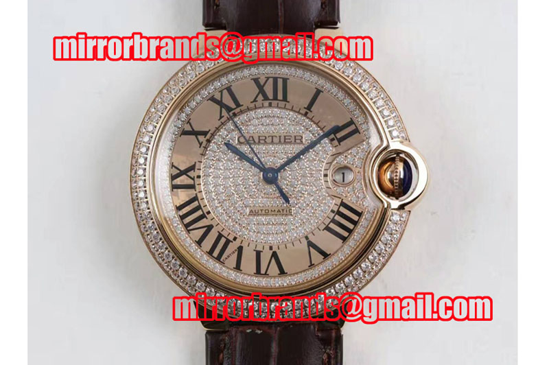 Ballon Bleu de Cartier Full Paved Diamonds Dial RG/LE M9015 Auto Watches