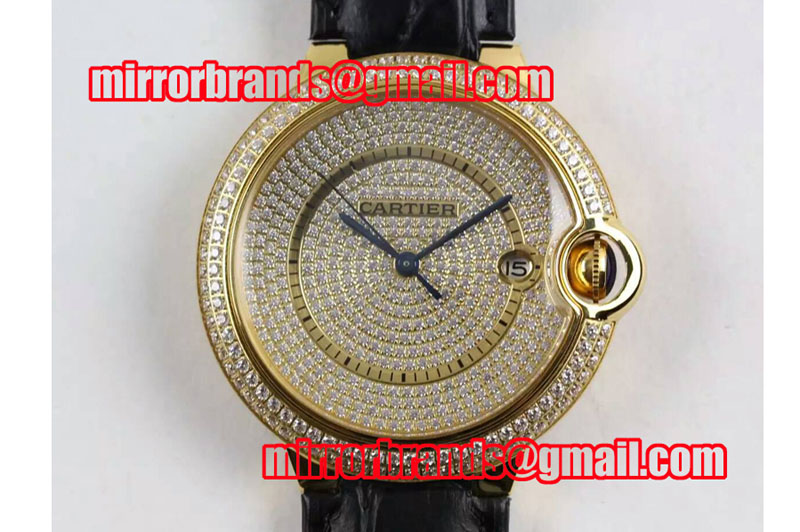 Ballon Bleu de Cartier Full Paved Diamonds Dial YG/LE M9015 Auto Watches