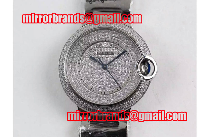 Ballon Bleu de Cartier Full Paved Diamonds Dial SS/SS M9015 Auto Watches
