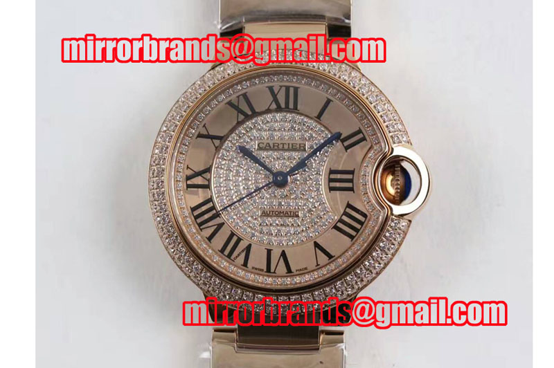 Ballon Bleu de Cartier Full Paved Diamonds Dial RG/RG M9015 Auto Watches