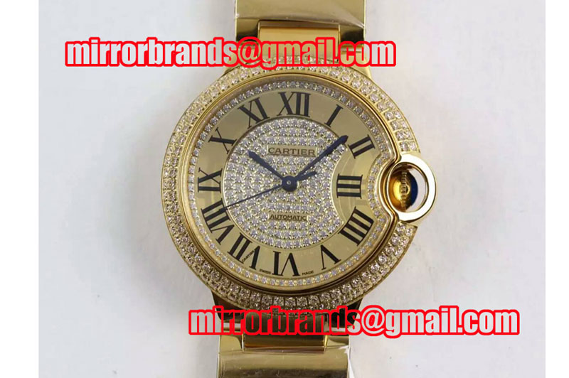 Ballon Bleu de Cartier Full Paved Diamonds Dial YG/RG M9015 Auto Watches
