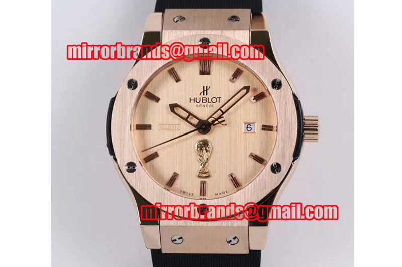 Hublot Big Bang Classic Fusion YG Gold Dial Black Rubber Strap A2824