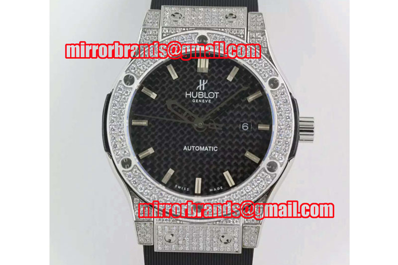 Hublot Big Bang Classic Fusion 45mm SS/RU Black Cf Dial Full Diamond A2824