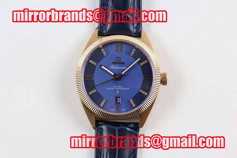 Omega Globemaster Master Chronometer RG V6F Best Edition Blue Dial on Blue Leather Strap A8900
