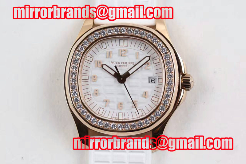 Patek Philippe Aquanaut Luce RG White Textured Dial on White Rubber Strap A23 Quartz