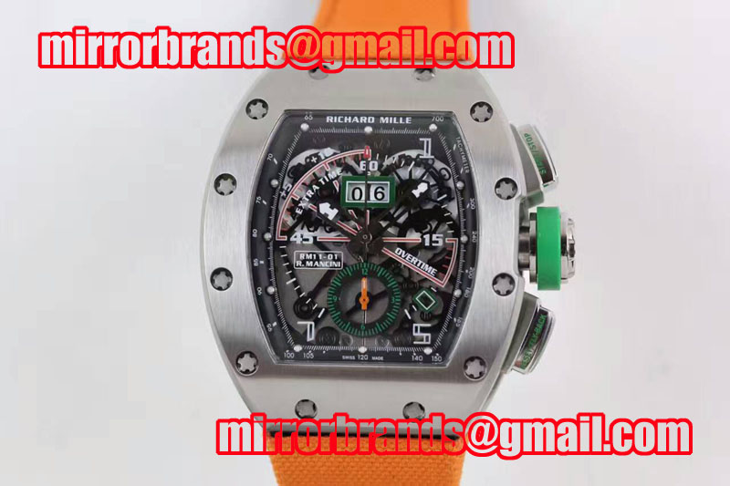 Richard Mille RM011-01 Flyback Chronograph SS/Orange Nylon Strap Asian 7750