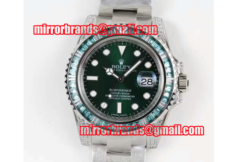 Rolex Submariner 116610 LV Full Paved Diamonds Bezel 1:1 Noob Best Edition A2836