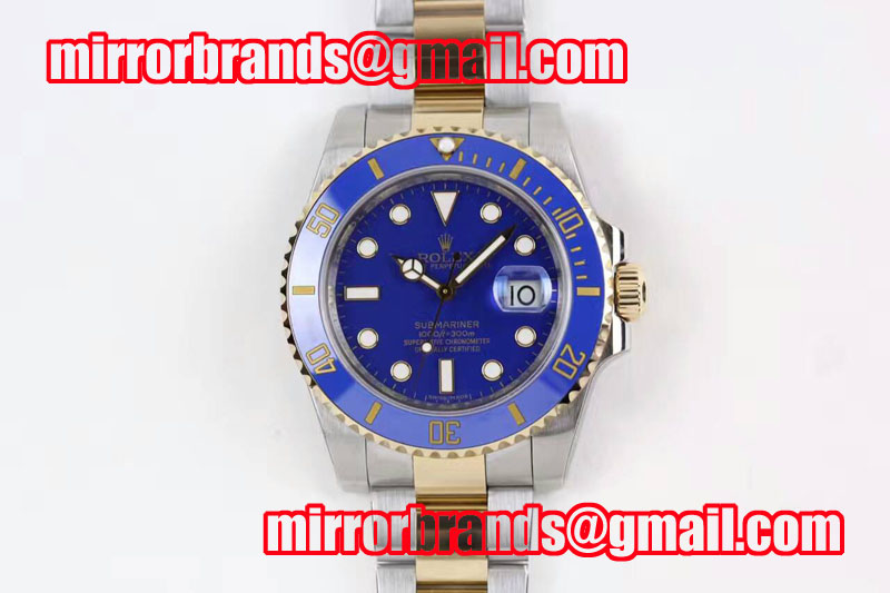 Rolex Submariner 116613 LB YG Wrapped Blue Dial on SS/YG Wrapped Bracelet A3135