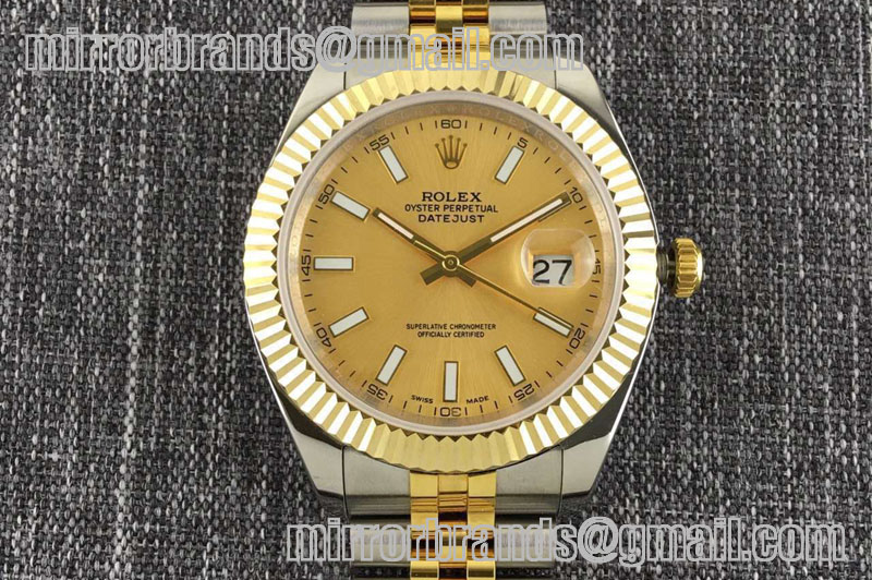 Rolex Datejust 116333 SS/YG TT Wrapped Jubile Stick Gold Dial Swiss Eta 2836