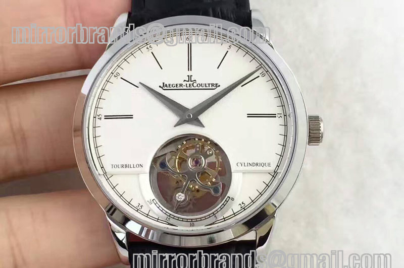 Jaeger-LeCoultre Master Tourbillon SS TF Best Edition White Dial on Black Leather Strap