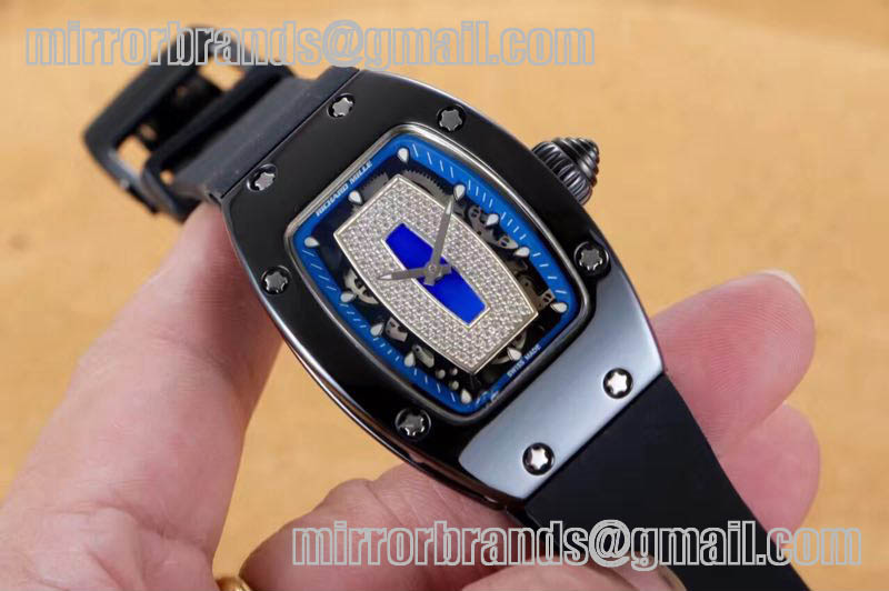 Richard Mille RM007 Bling Bling Limited Edition Black Ceramic/Blue/RU Asian 21J Decorated