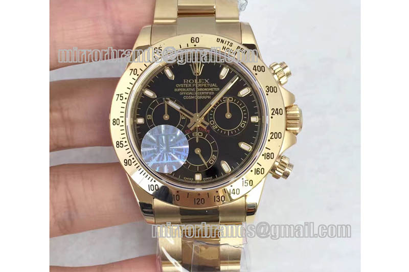 Rolex Daytona 116508 YG JF 1:1 Best Edition Black Dial on YG Bracelet A7750
