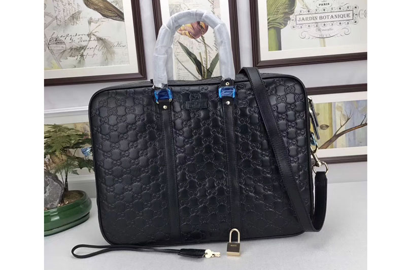 Gucci 201480 Microguccissima Travel Business Briefcase Bag Black