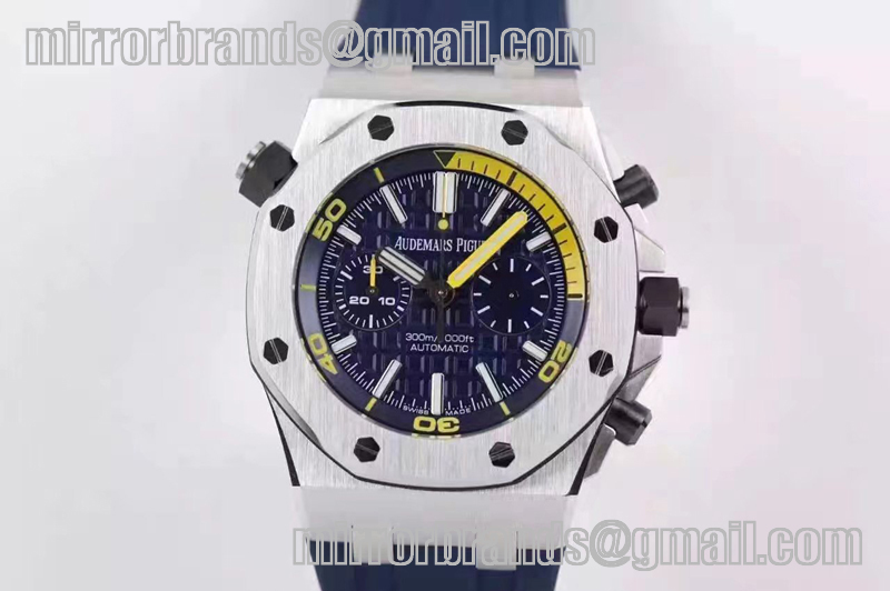 Audemars Piguet Royal Oak Offshore Diver Chronograph Blue JF 1:1 Best Edition on Blue Rubber Strap A3126 V2 (Free XS Strap)