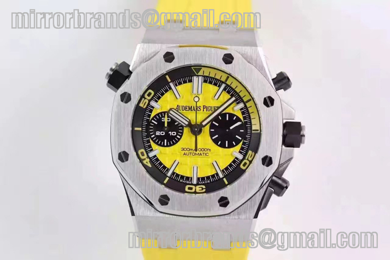 Audemars Piguet Royal Oak Offshore Diver Chronograph Yellow JF 1:1 Best Edition on Yellow Rubber Strap A3126 V2 (Free XS Strap)