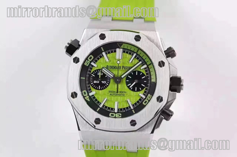 Audemars Piguet Royal Oak Offshore Diver Chronograph Green JF 1:1 Best Edition on Green Rubber Strap A3126 V2 (Free XS Strap)