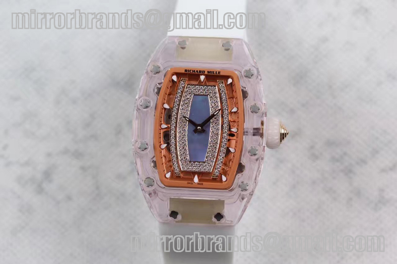 Richard Mille RM 007 Lady Transparent Case MOP Blue Diamonds Dial 6T51