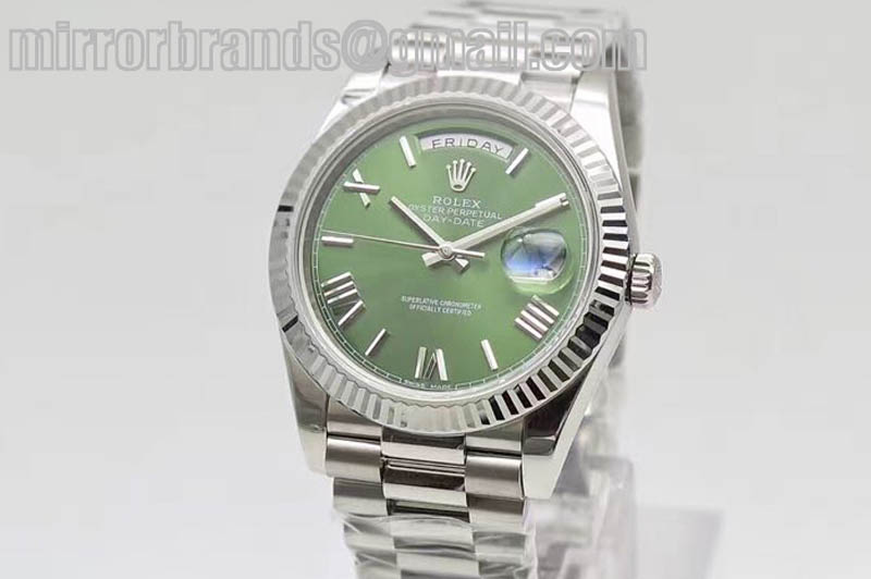 Rolex Day-Date 40 228239 Noob 1:1 Best Edition Olive Green Dial on SS President Bracelet A3255