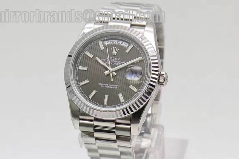 Rolex Day-Date 40 228239 Noob 1:1 Best Edition Grey Dial on SS President Bracelet A3255