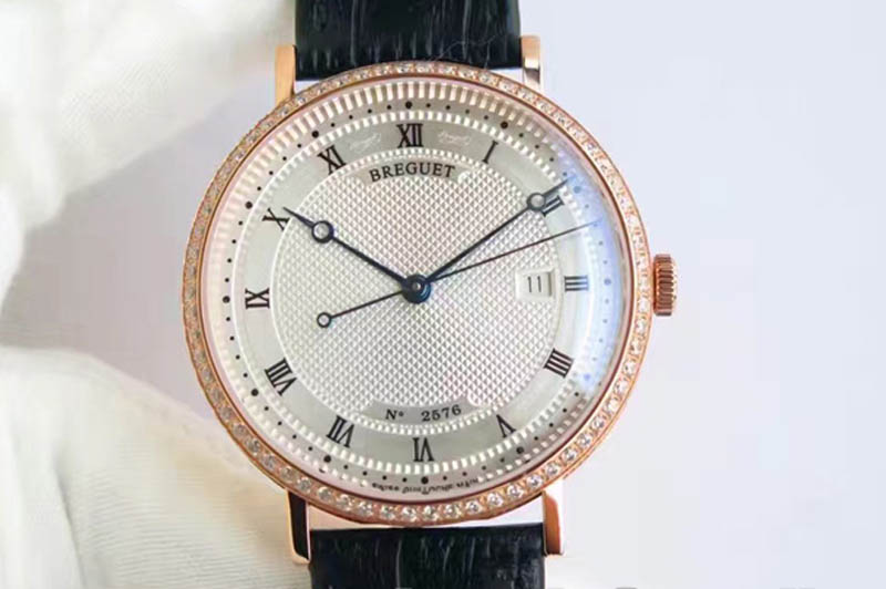 Breguet Classique 5177 RG White Textured Dial Diamonds Bezel A2892
