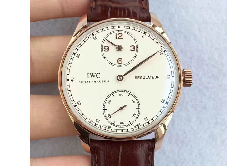 IWC Portuguese Regulator RG/LE White Dial Gold Marker IW54440 Cal.98245