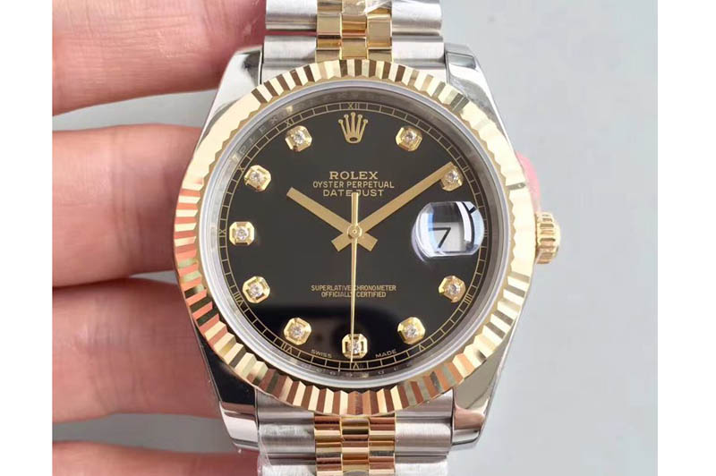 Rolex DateJust 41 126333 Noob YG Wrapped Black Dial Diamonds Markers Jubilee A3235