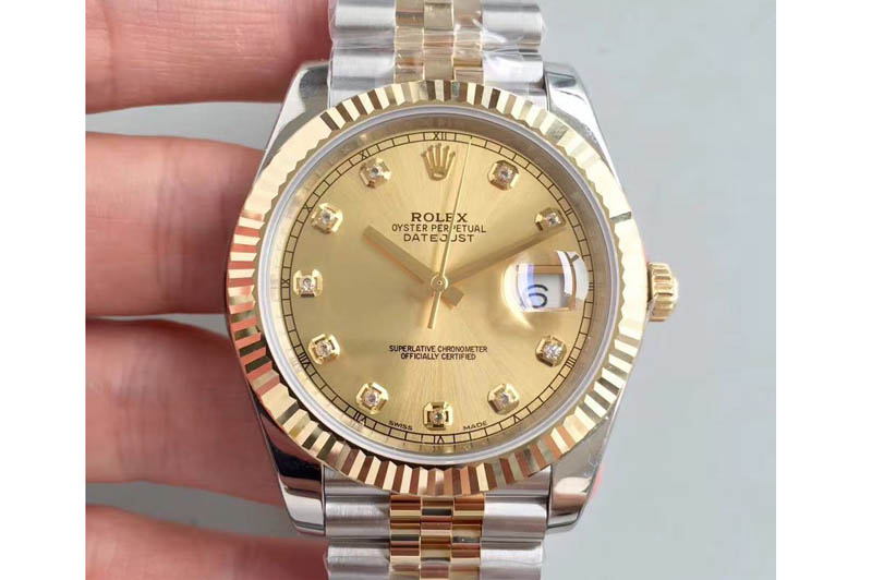 Rolex DateJust 41 126333 Noob YG Wrapped Gold Dial Diamond Markers Jubilee A3235