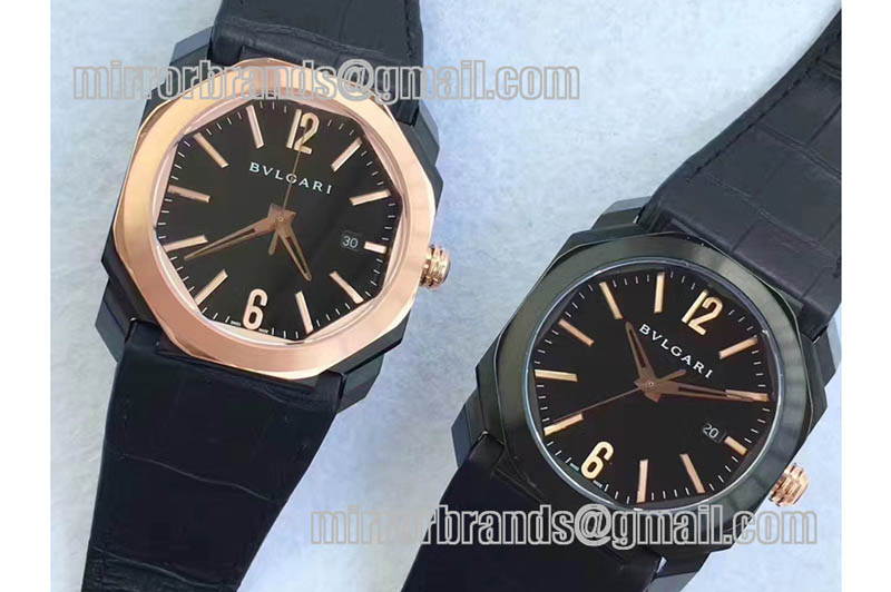 Bulgari Octo Ultranero Watches PVD/Rose Gold Black Dial