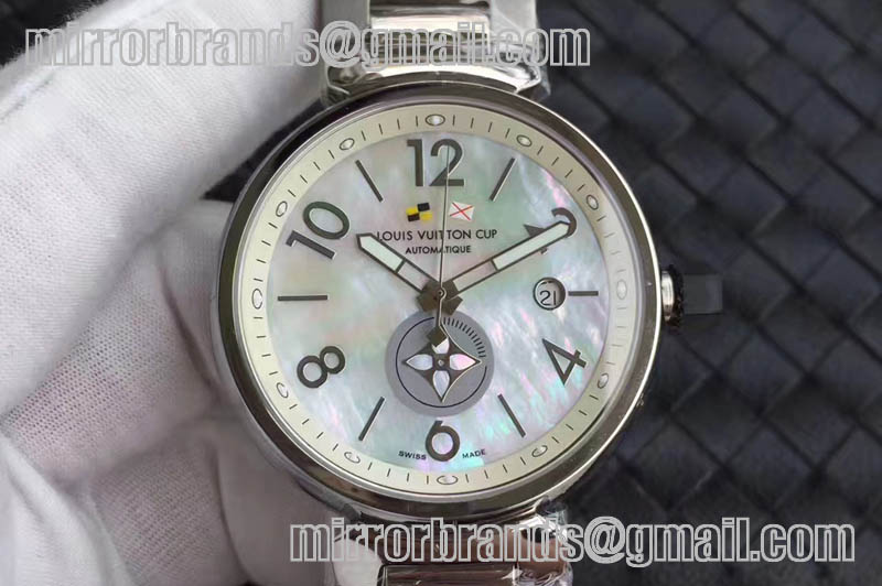 Louis Vuitton Tambour Forever SS White MOP Dial A2824
