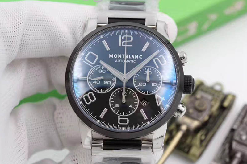 Montblanc Timewalker Chrono SS/Ceramic Black Dial On SS/Ceramic Bracelet
