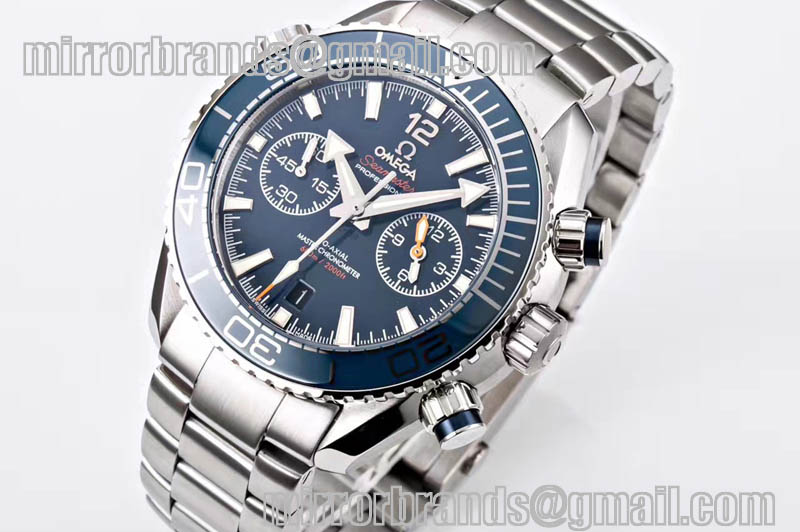 Omega Planet Ocean Master Chronometer Chrono SS Blue Dial on SS Bracelet A9900