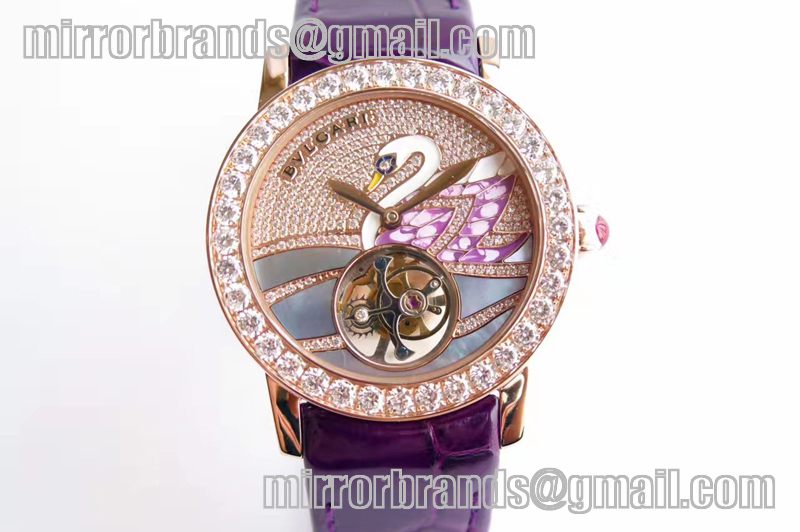 Bulgari Il Giardino Lariano Purple RG/LE Tourbillion Diamond Bezel
