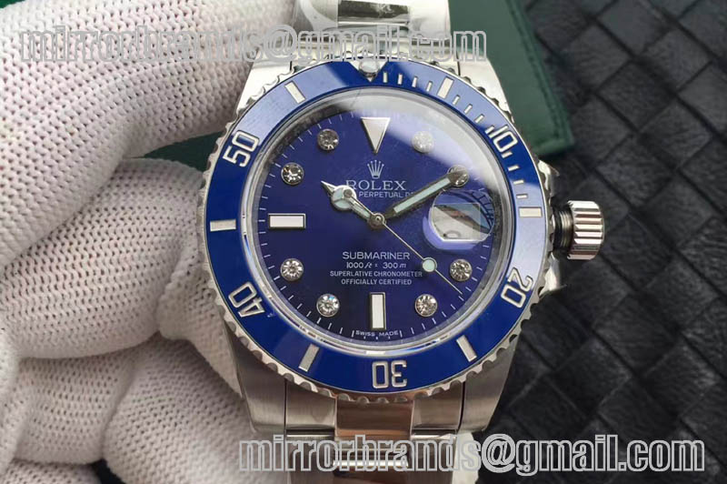 Rolex Submariner 116619 LB Blue Ceramic Diamond Marker EW A3135